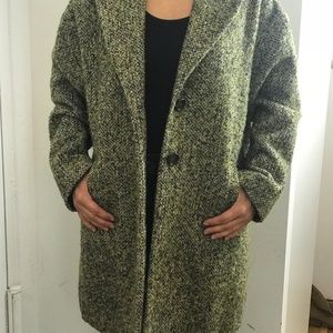 Zara Long Pea Coat in Green